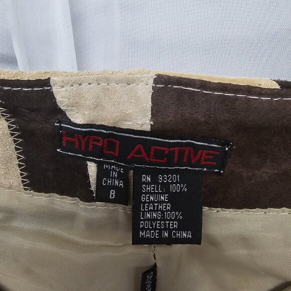 Hypoactive Tan Brown Patchwork Suede Flare Pants Hippie Boho 8 FLAWED - Picture 13 of 14